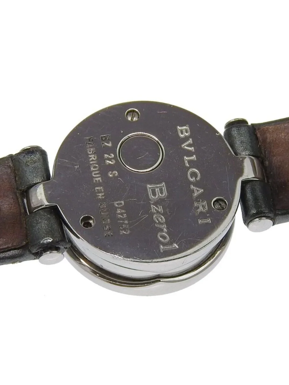Bvlgari Stainless Steel Leather Quartz Analog Display Black Dial Watch